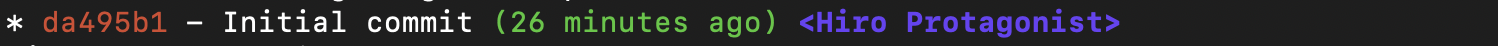git log output showing only the initial commit